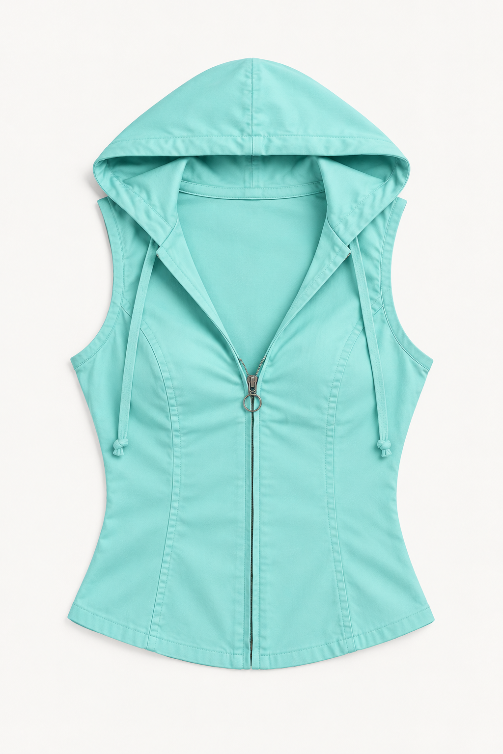 Mint Sleeveless Hooded Shirt