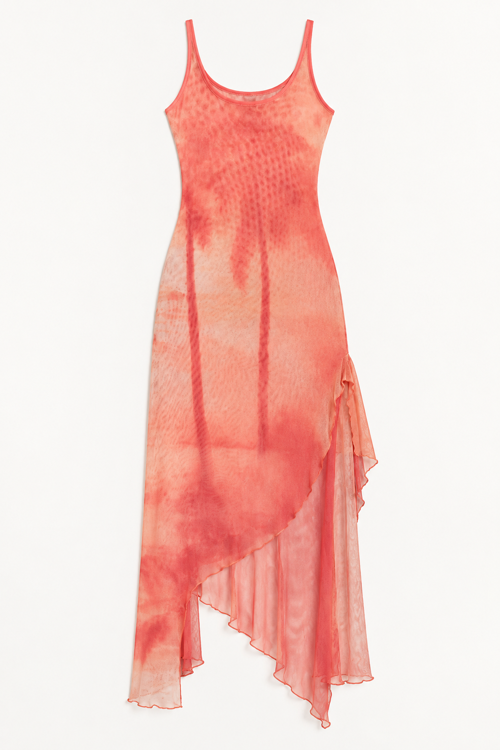 Orange Asymmetric Midi Dress