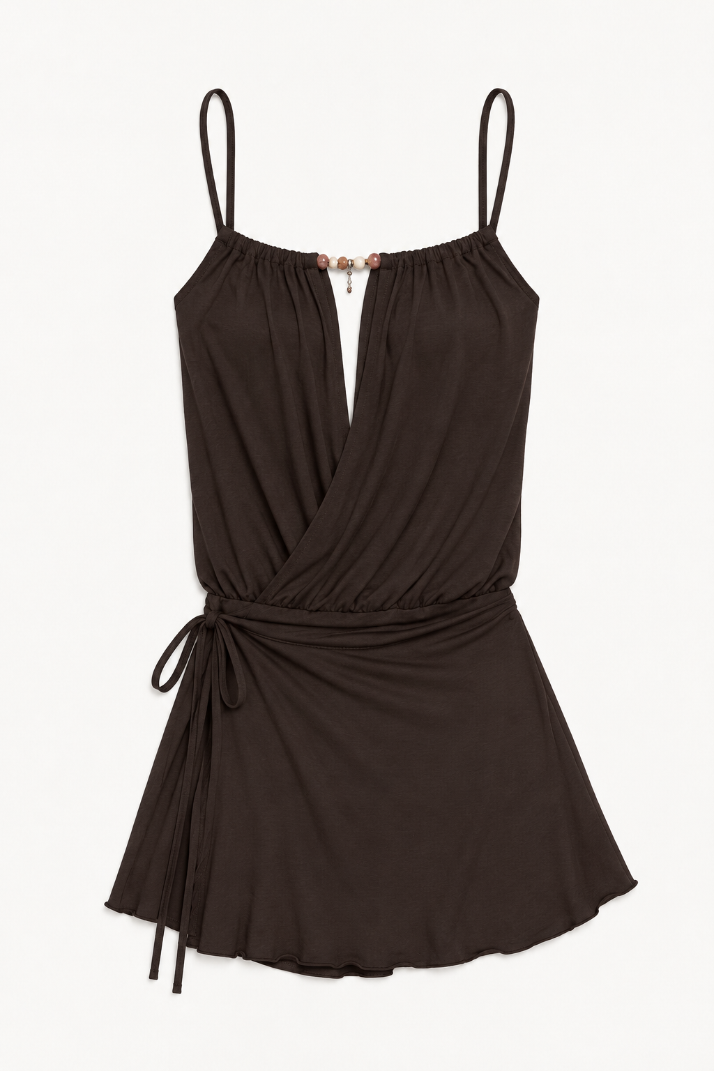 Brown Side-Tie Mini Dress