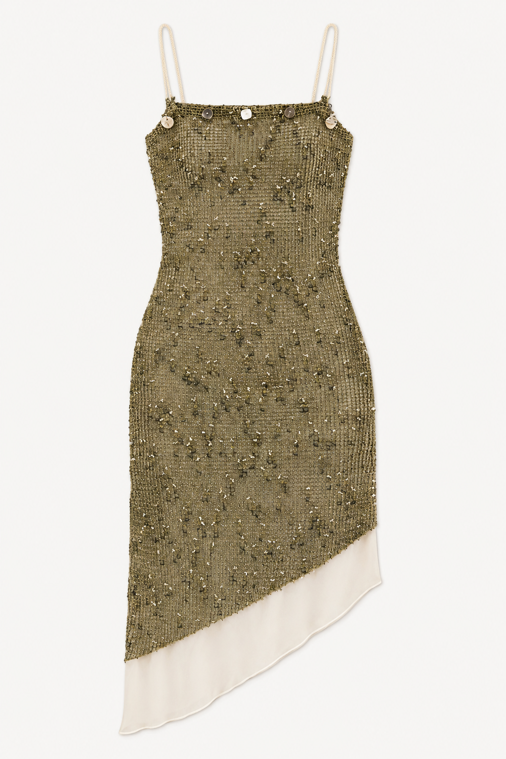 Olive and Ecru Asymmetric Dress