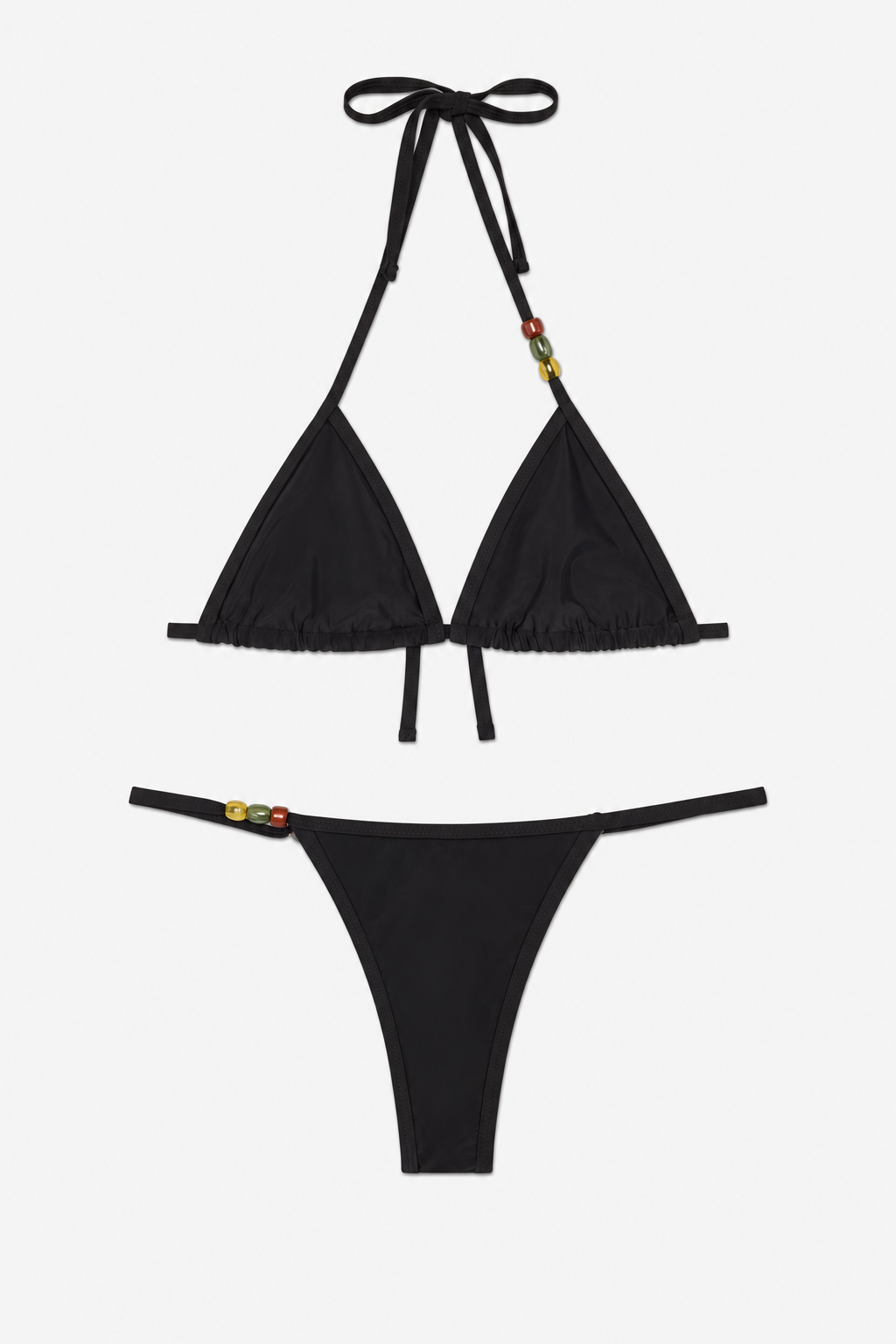 Black Beaded Triangle Bikini