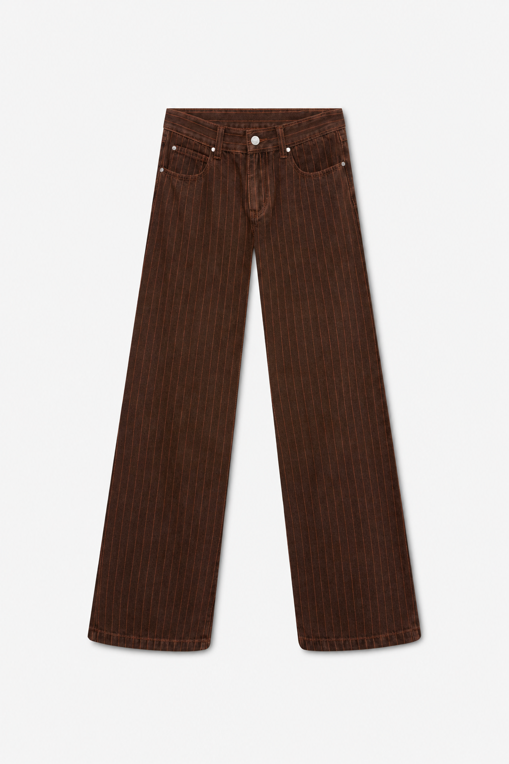 Brown Pinstripe Wide-Leg Jeans