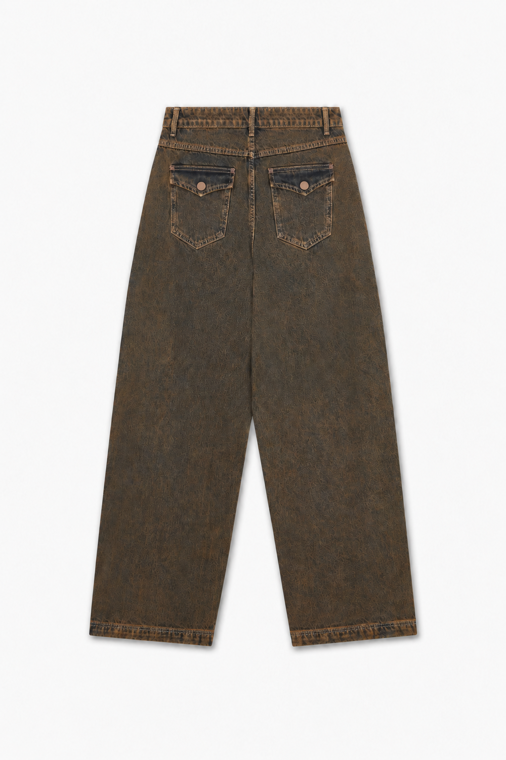 Brown Washed Wide-Leg Jeans
