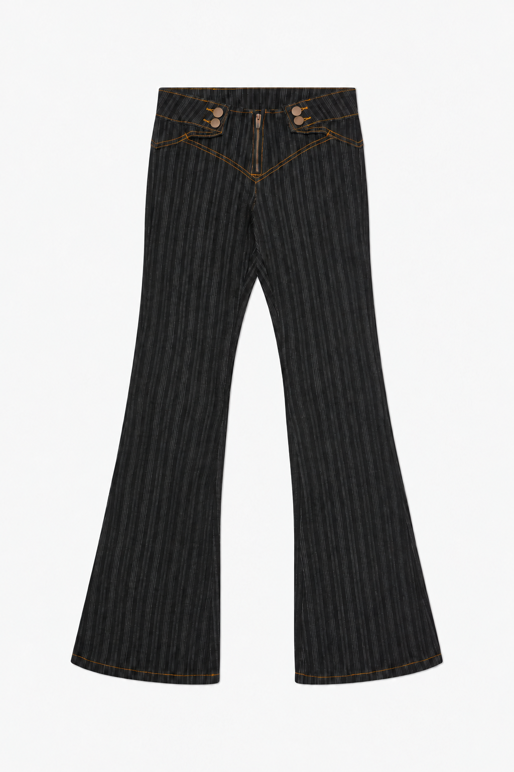 Dark Pinstripe Flared Pants