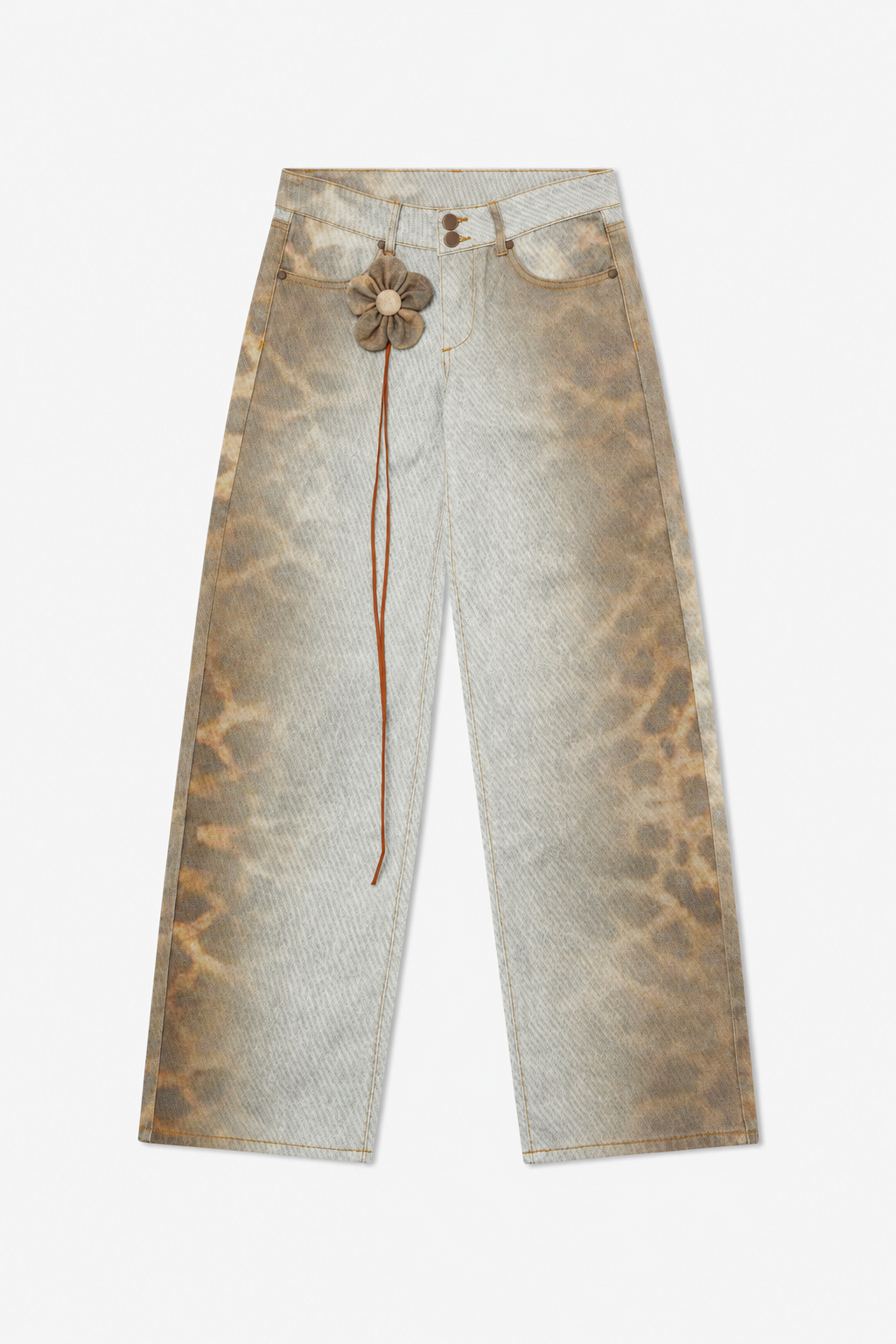 Leopard-Panel Wide-Leg Jeans