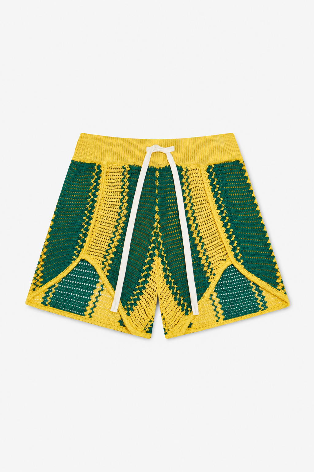Yellow and Green Drawstring Shorts