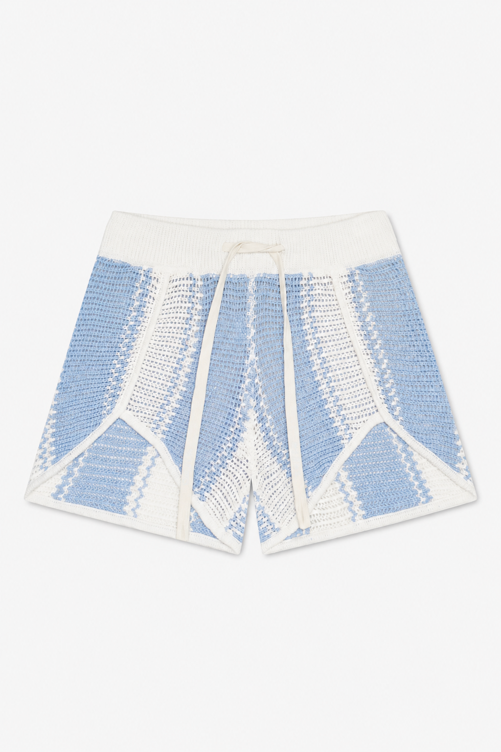 Light Blue and White Drawstring Shorts
