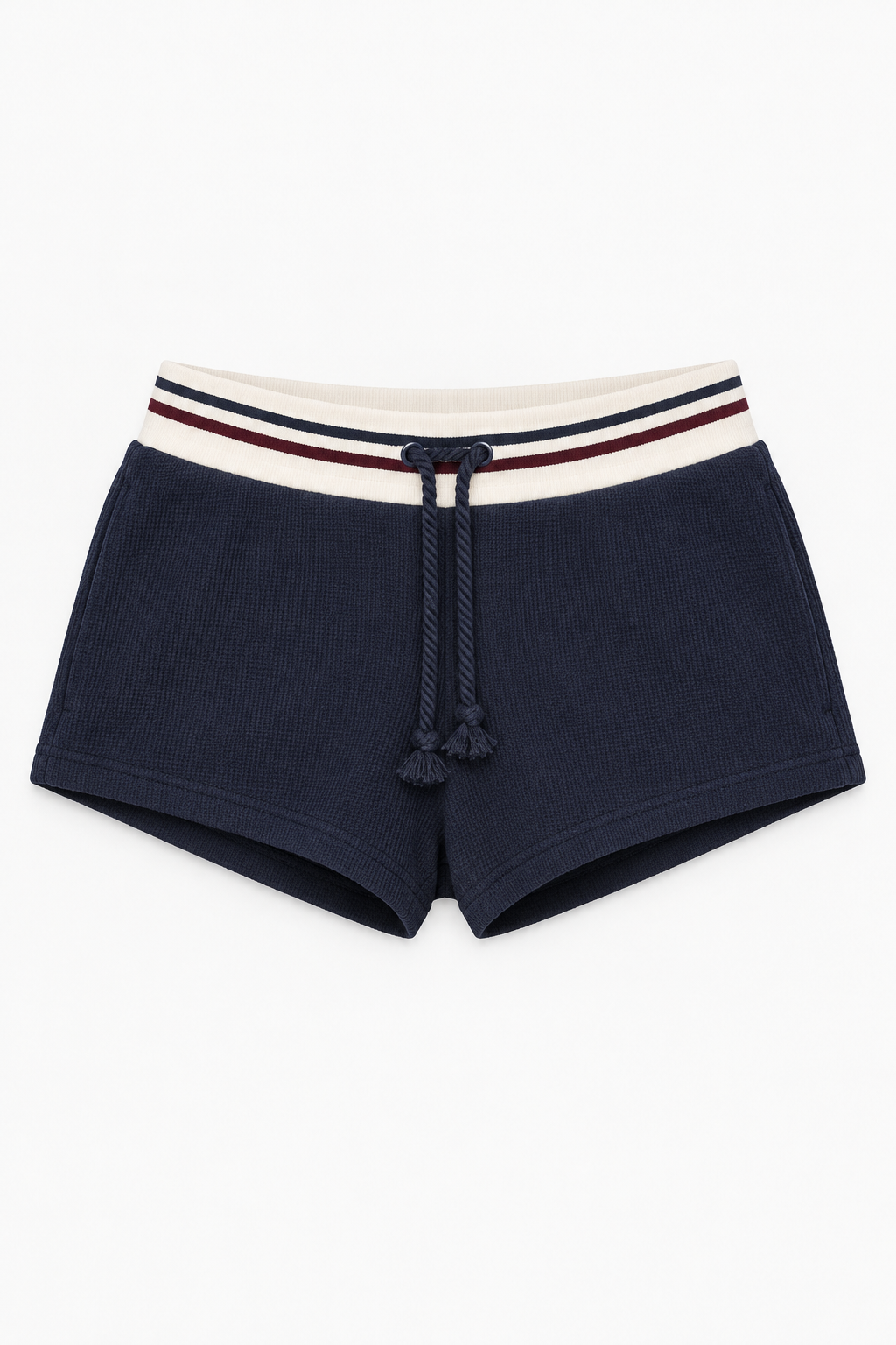 Navy Contrast-Waist Shorts