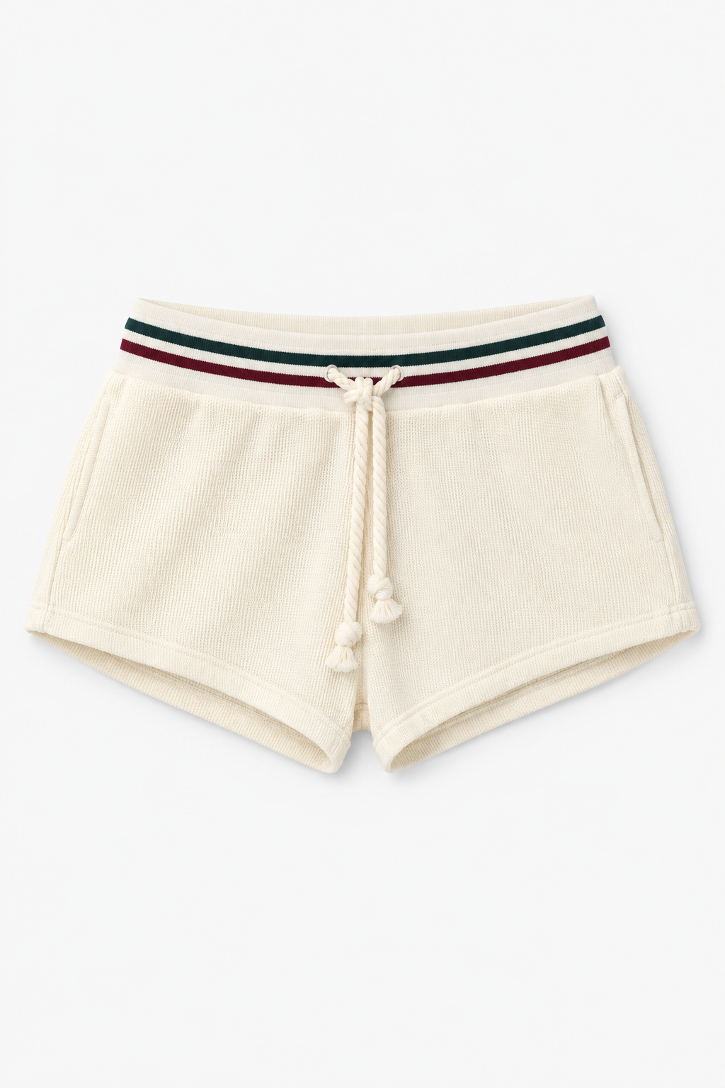 Ecru Contrast-Waist Shorts