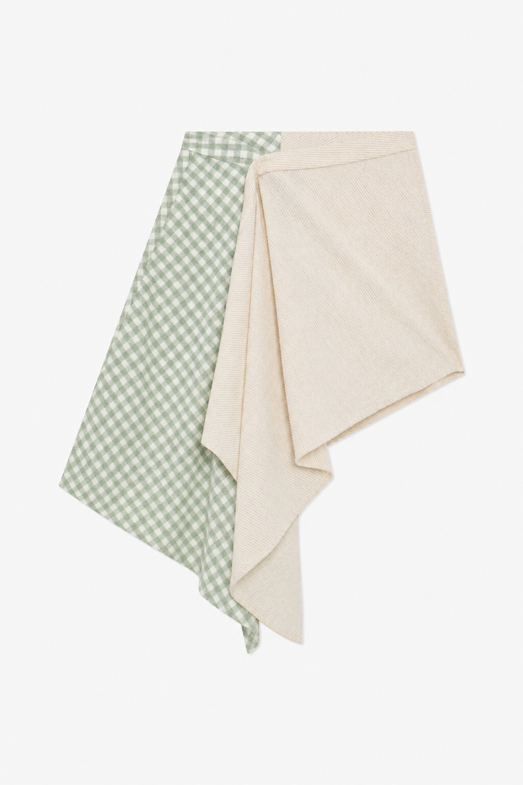 Green and Ecru Asymmetric Skirt