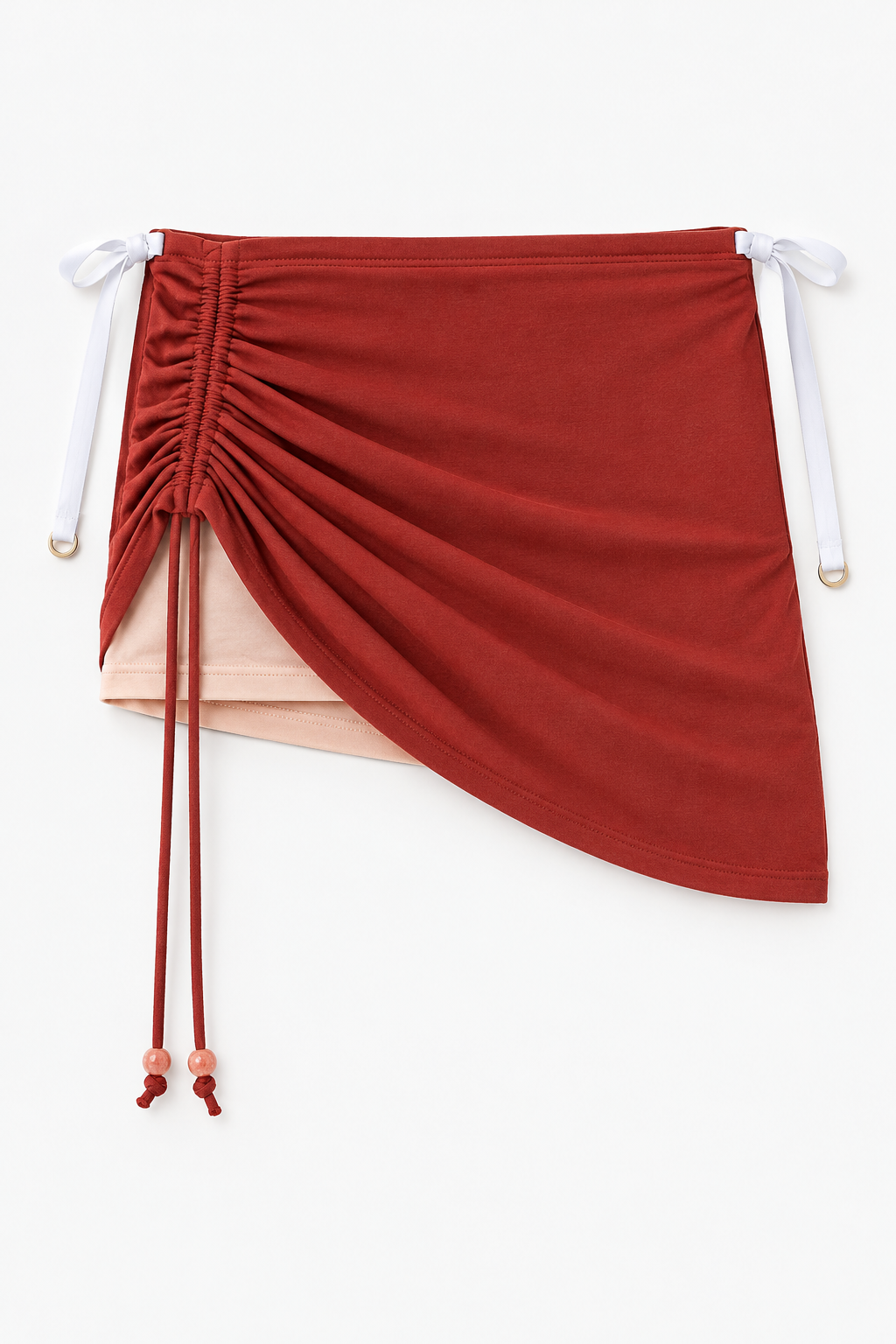 Terracotta Ruched Asymmetric Skirt