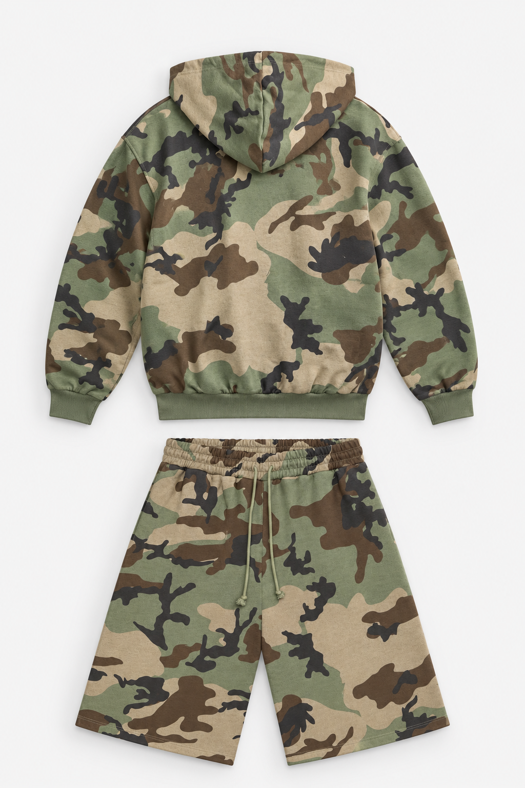 Camo Hoodie and Shorts Set