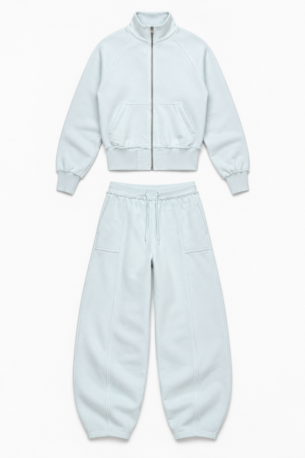 Light Blue Zip Sweatshirt and Sweatpants Set