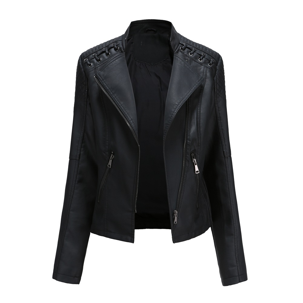 The Classic Faux-Leather Moto Jacket — Black