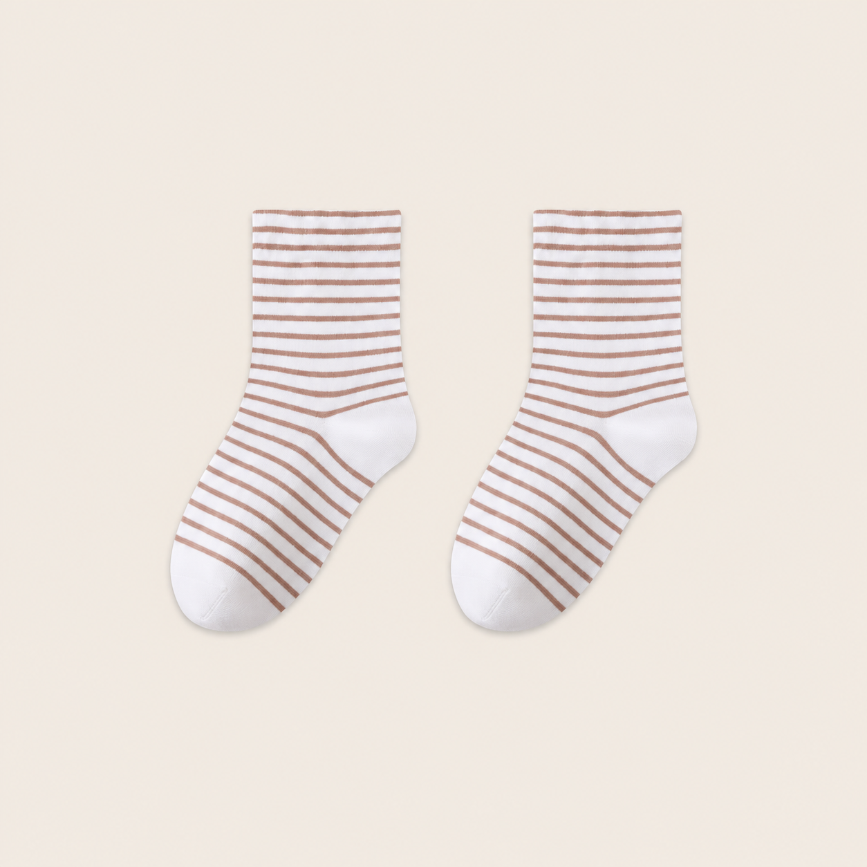 The Cotton Striped Sleep Sock — Khaki Stripe