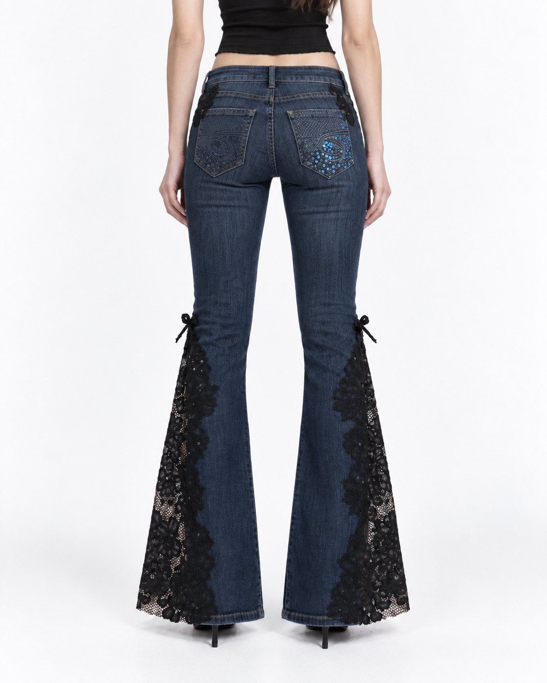 Women's Midnight Lace Low rise. Long flare Pants