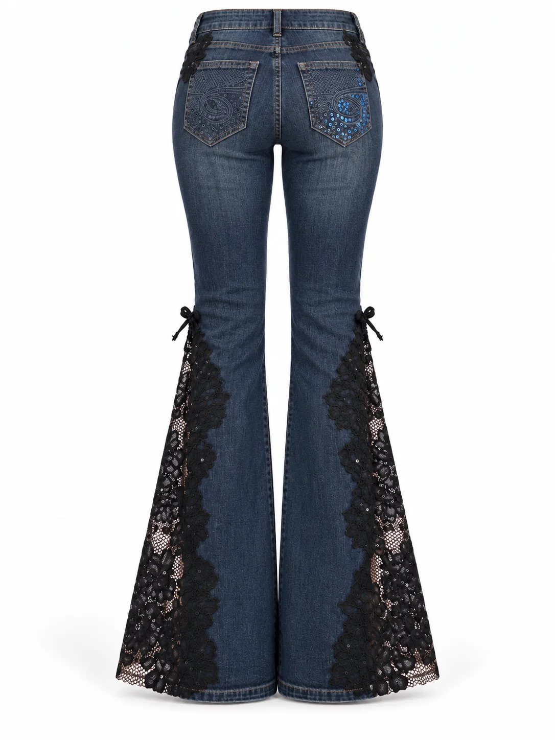 Women's Midnight Lace Low rise. Long flare Pants