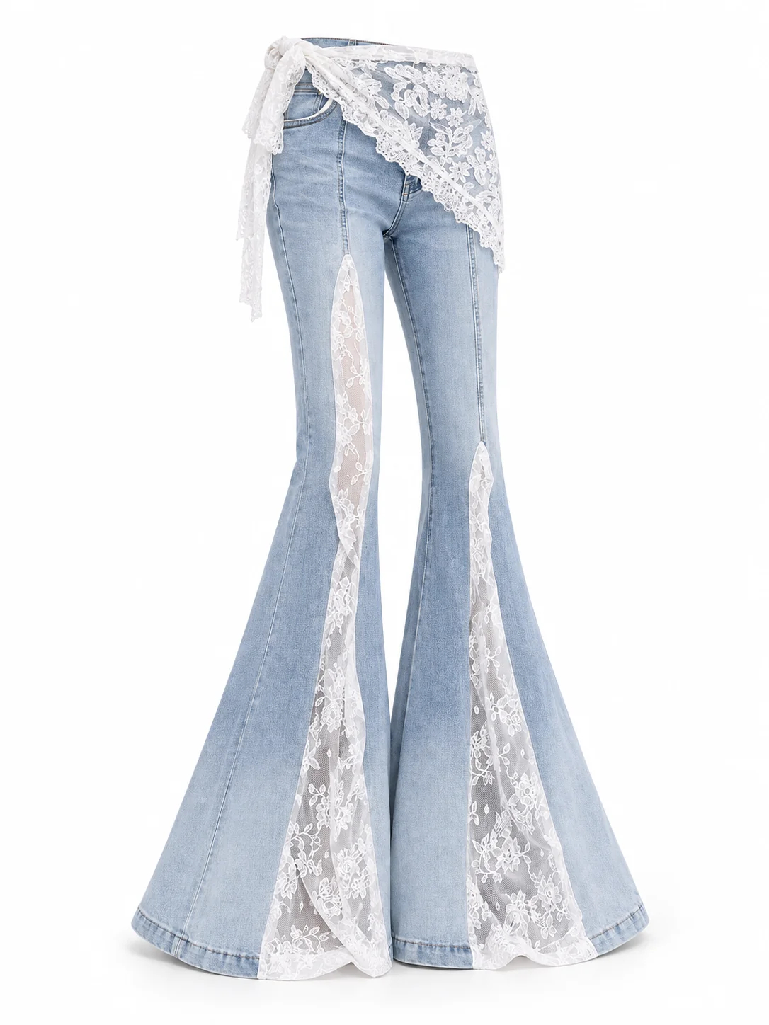 Women's Midnight Lace Low rise. Long flare Pants