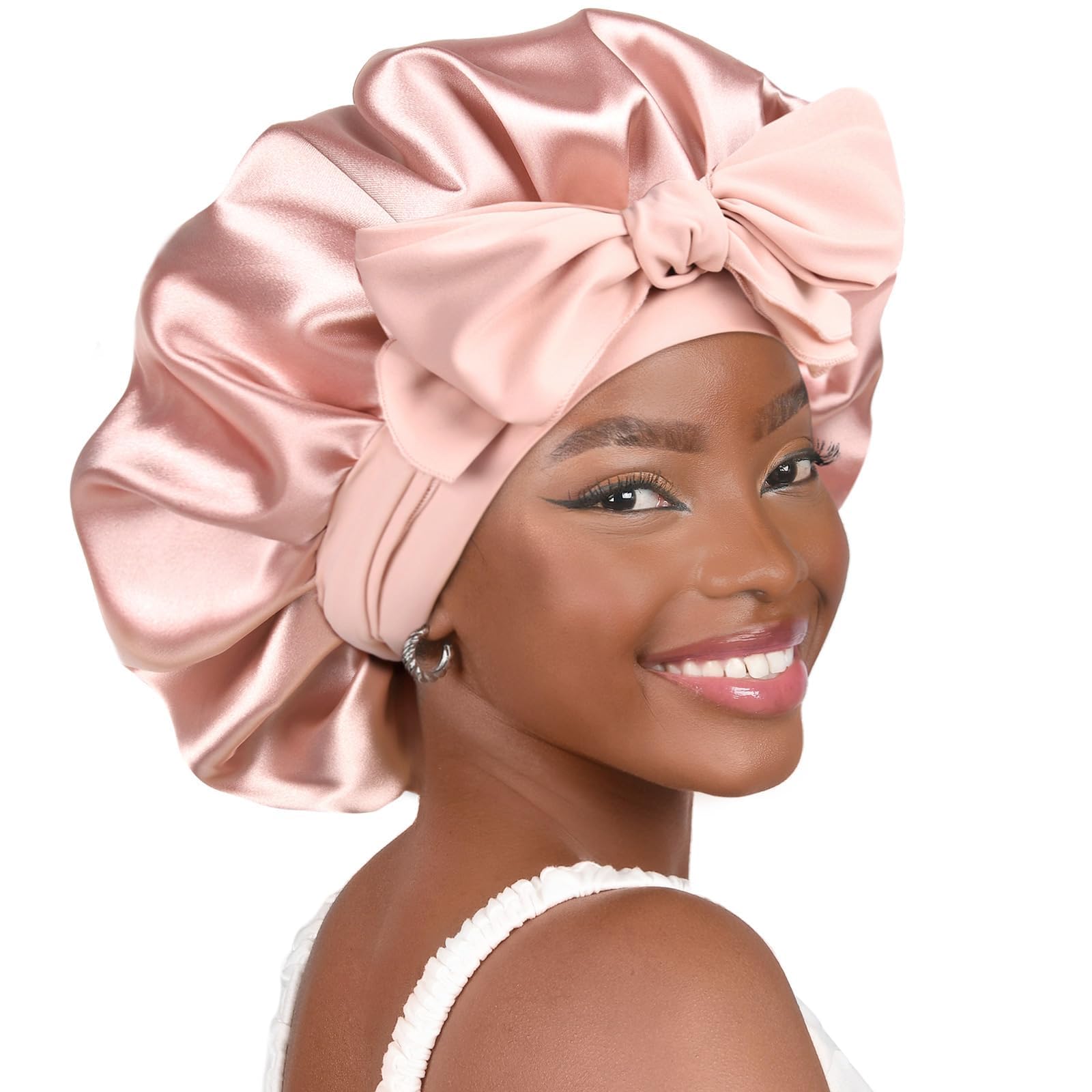 Adjustable Silk Bonnet for Sleeping Women Double Layer Satin Bonnet Reduce Friction Prevent Frizz Curly Hair