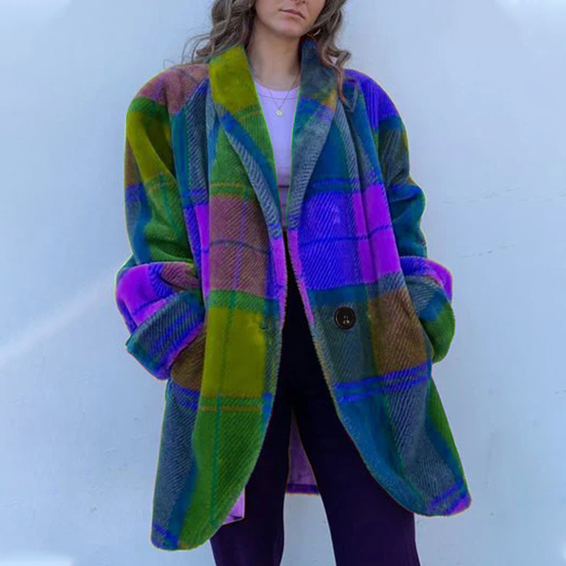 🔥Vibrant Plaid Fuzzy Fleece Jacket