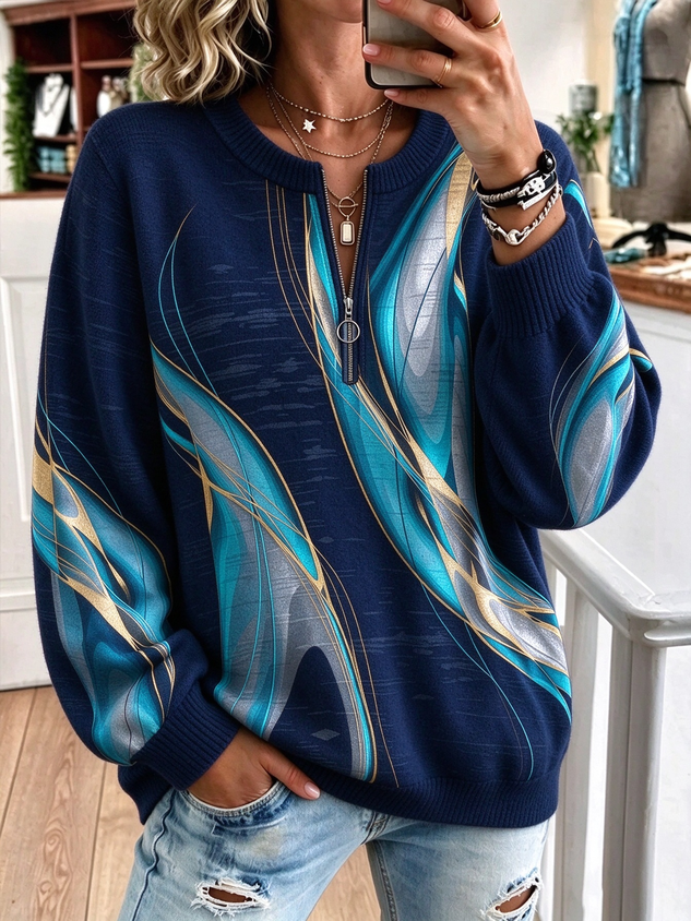 Women‘s Abstract Crew Neck Casual Spring/Fall Long Sleeve Sweatshirt