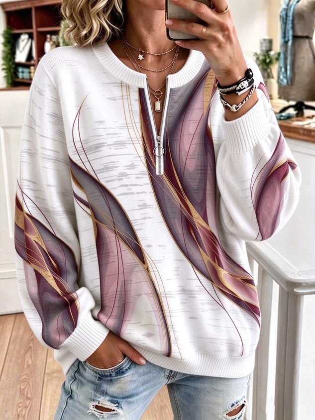 Women‘s Abstract Crew Neck Casual Spring/Fall Long Sleeve Sweatshirt
