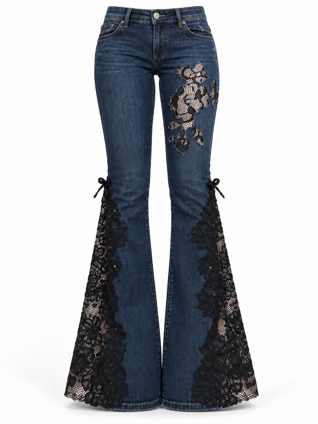 Women's Midnight Lace Low rise. Long flare Pants
