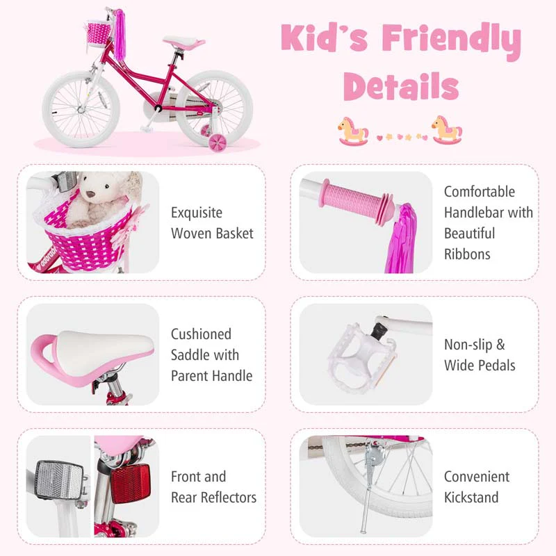 Eletriclife Kids Bicycle 18 Inch with Training Wheels for 6-8 Years Old