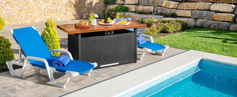 Eletriclife 57 Inch 50000 BTU Rectangular Propane Outdoor Fire Pit Table