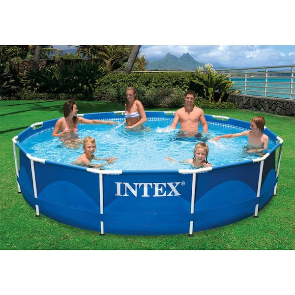 Intex 28211EH 12 ft. Round x 30 in. D Metal Frame Above Ground Pool with 530 GPH Filter Pump - 1