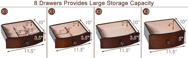 Eletriclife Large Wooden Jewelry Storage Box Organizer
