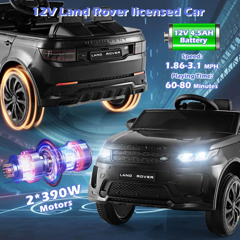Eletriclife Licensed Land Rover 12V Kids Ride On Car with Lockable Doors and LED Lights