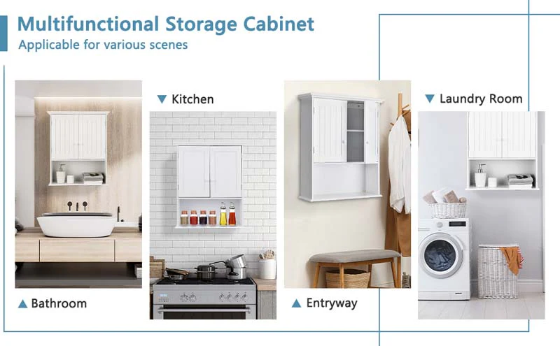 Eletriclife 2-Door Wall Mount Bathroom Storage Cabinet with Open Shelf