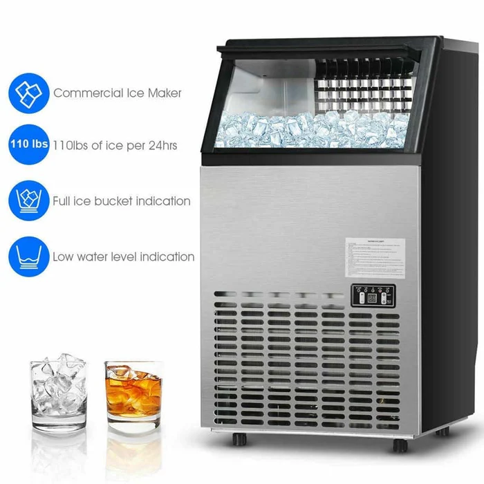 Eletriclife Portable Built-In Stainless Steel Commercial Ice Maker 110Lbs per 24H