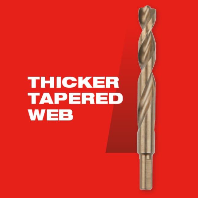Milwaukee 48-89-2338 Cobalt Red Helix Drill Bit Set for Drill Drivers (23-Piece) The bits also feature an internal ENHANCED TAPERED WEB that greatly increases the strength of the bits, reducing premature breakage.