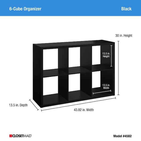 ClosetMaid 4582 30 in. H x 43.82 in. W x 13.50 in. D Black Wood Large 6- Cube Organizer ClosetMaid 4582 30 in. H x 43.82 in. W x 13.50 in. D Black Wood Large 6- Cube Organizer - 3
