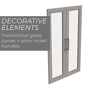 ClosetMaid 4613 Modular Storage Pair Set, 2 Glass Pane Doors, Wood Closet Organizer Shaker Style, Add On Accessory for Shelf Units, Taupe, Kit ClosetMaid Modular Closet Glass Door Set