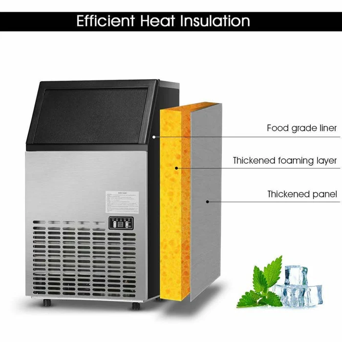 Eletriclife Portable Built-In Stainless Steel Commercial Ice Maker 110Lbs per 24H