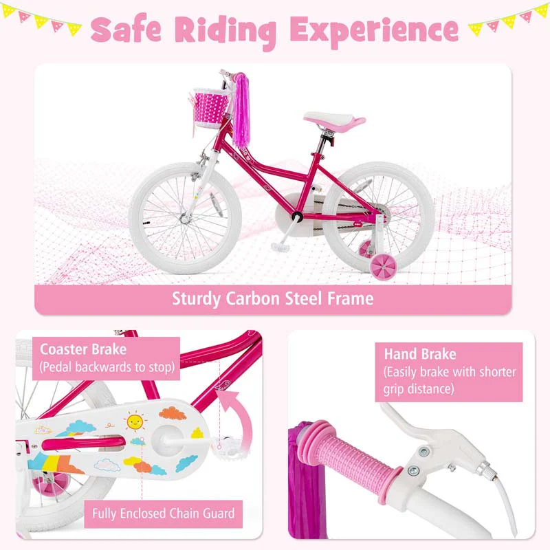 Eletriclife Kids Bicycle 18 Inch with Training Wheels for 6-8 Years Old