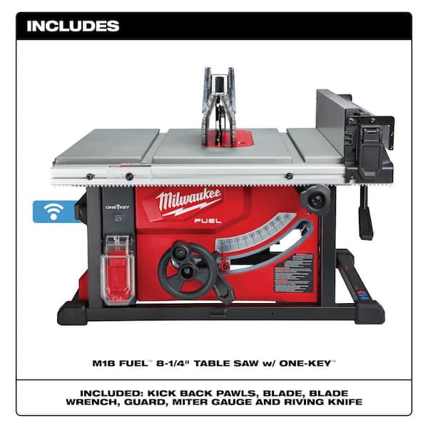 Milwaukee 2736-20 M18 FUEL ONE-KEY 18-Volt Lithium-Ion Brushless Cordless 8-1/4 in. Table Saw (Tool-Only) Milwaukee 2736-20 M18 FUEL ONE-KEY 18-Volt Lithium-Ion Brushless Cordless 8-1/4 in. Table Saw (Tool-Only) - 2