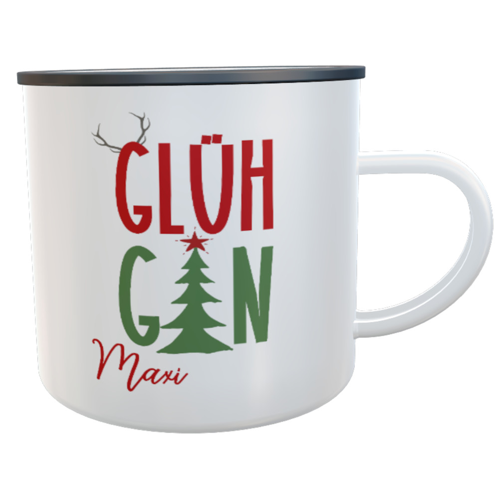 Emaille-Tasse Glüh-Gin mit Namen