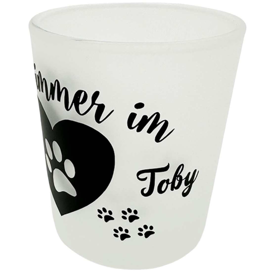 Teelichtglas Trauerlicht mit Spruch Haustier mit Namen Hund Katze