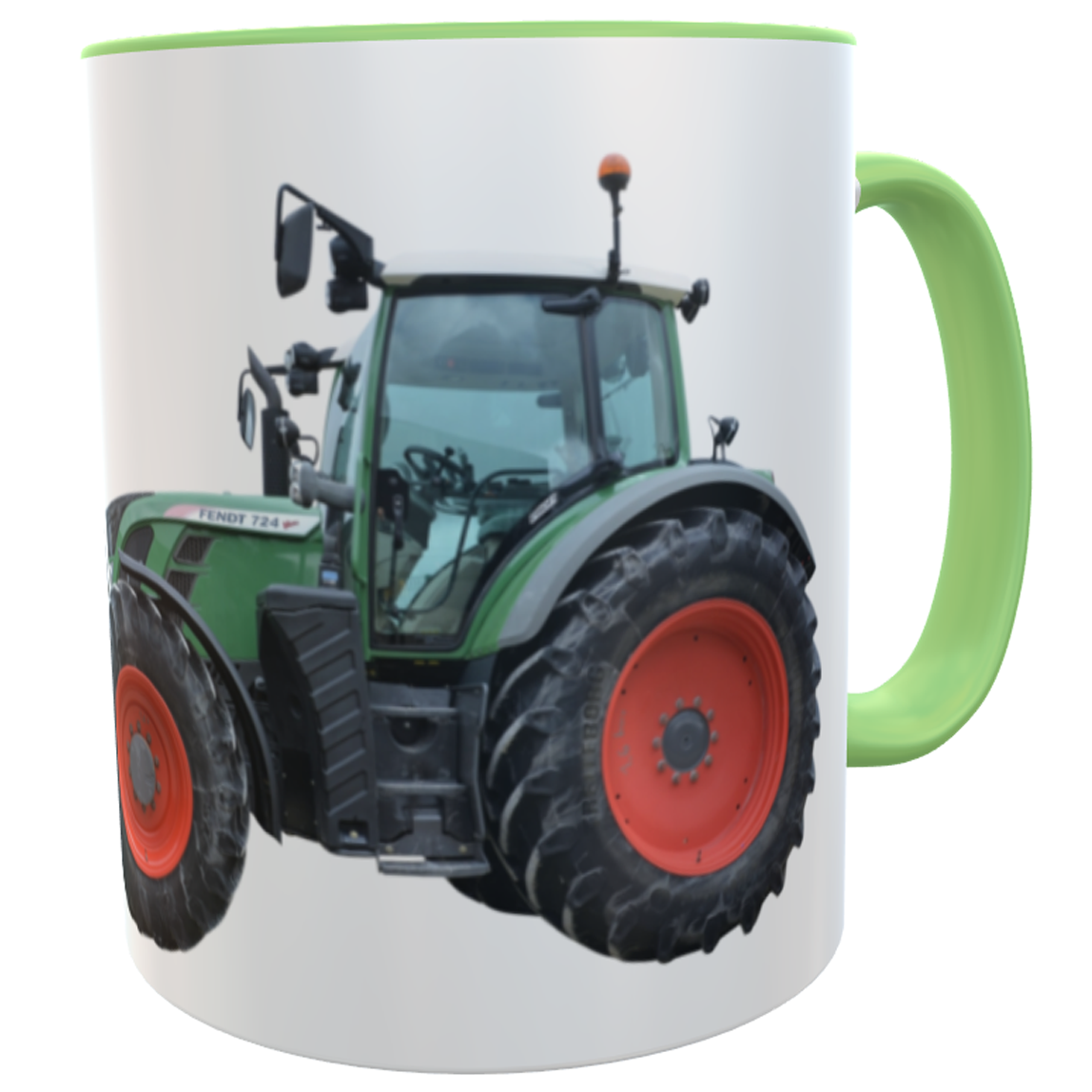 Traktortasse mit Namen - personalisierte Treckertasse grün