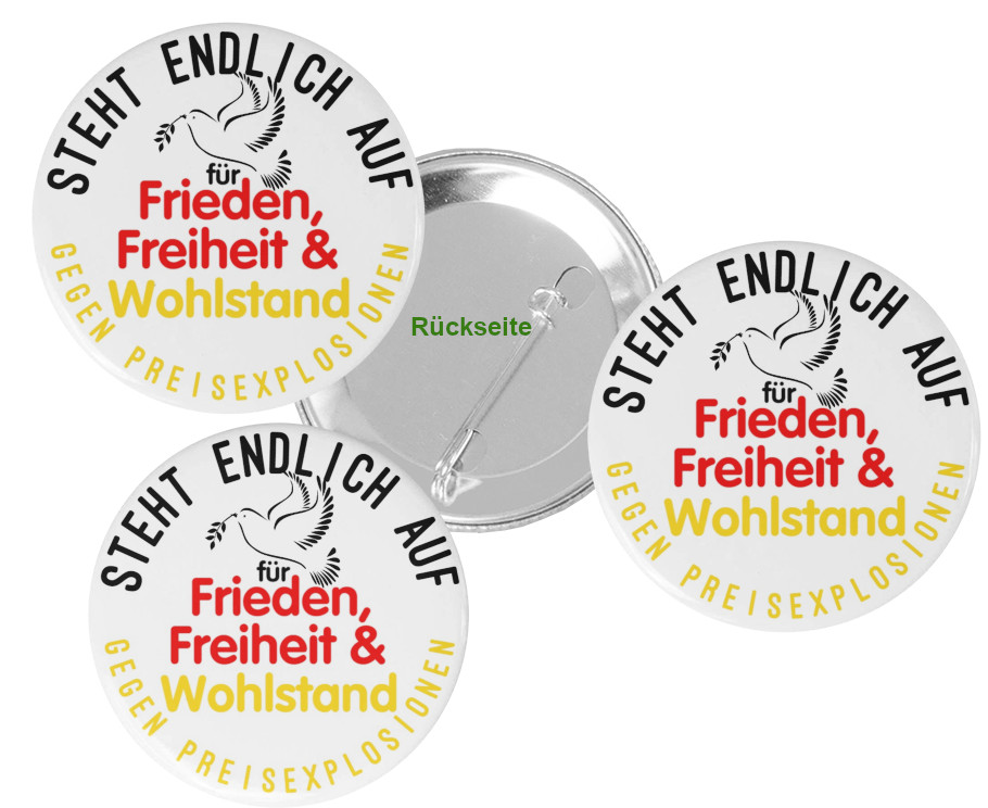 Set Buttons Steht endlich auf Demo Friedensdemo 3 Buttons Steht endlich auf