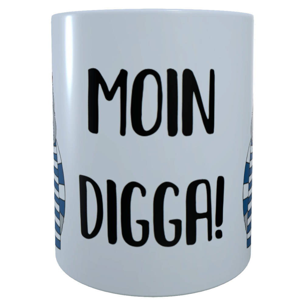 Kaffee-Becher Moin Digga Tasse Walross inkl. Geschenkverpackung