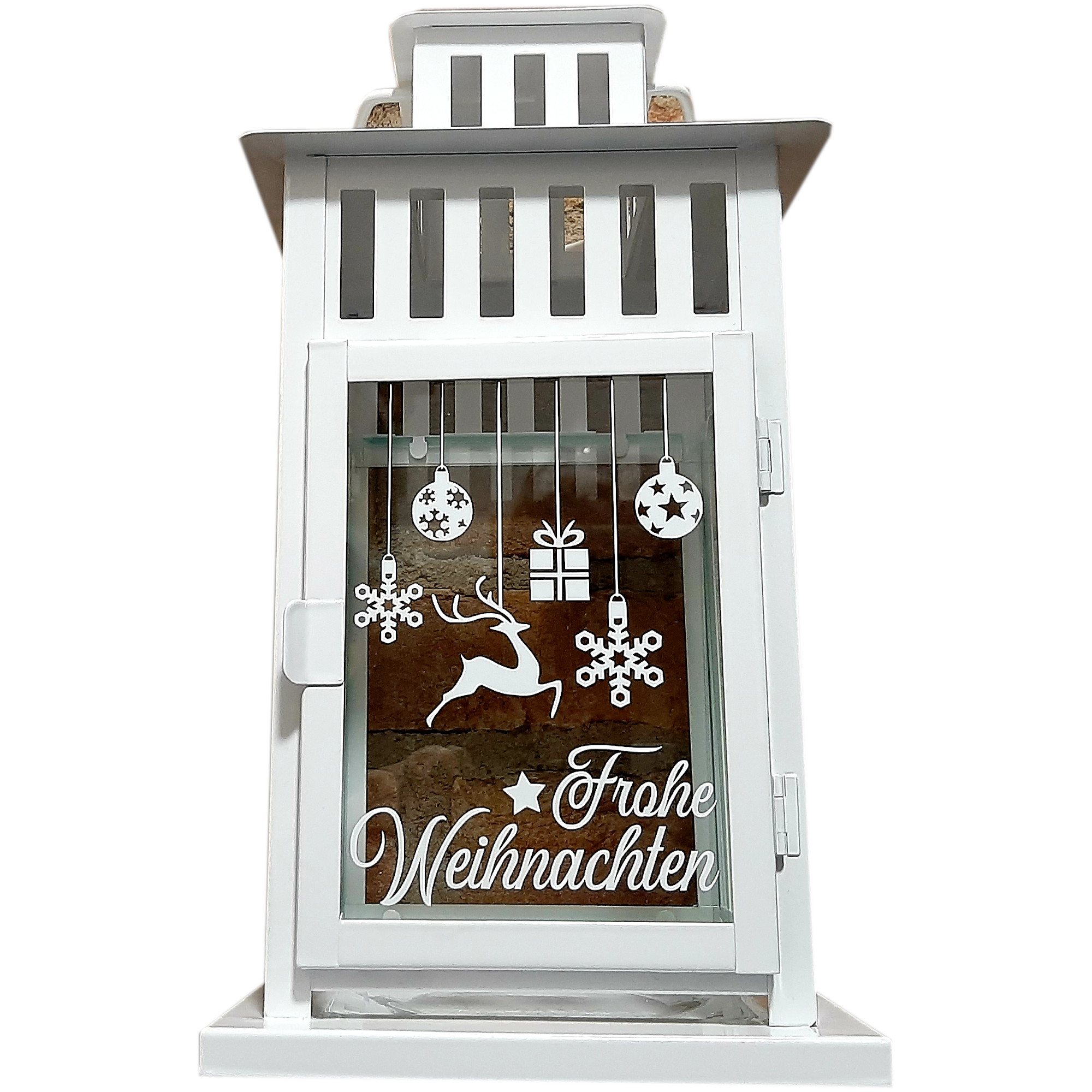 Laterne Winterzauber Weihnachten weiß