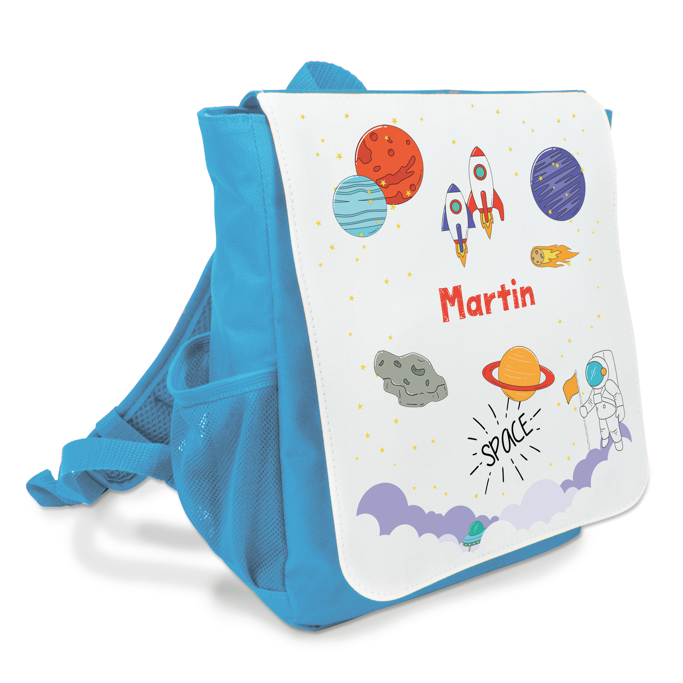 personalisierter Kinderrucksack Weltall mit Namen