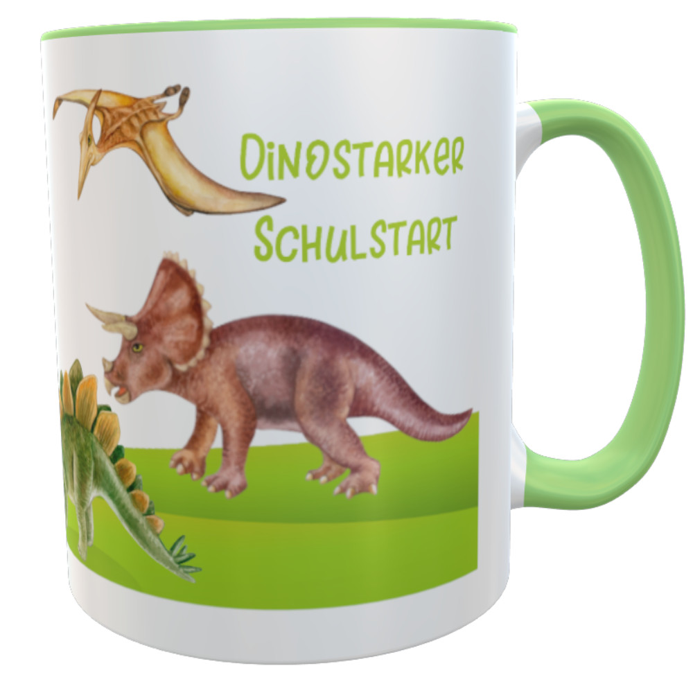 Tasse Schulkind 2025 Dino zur Einschulung Jungen inkl. Geschenkverpackung