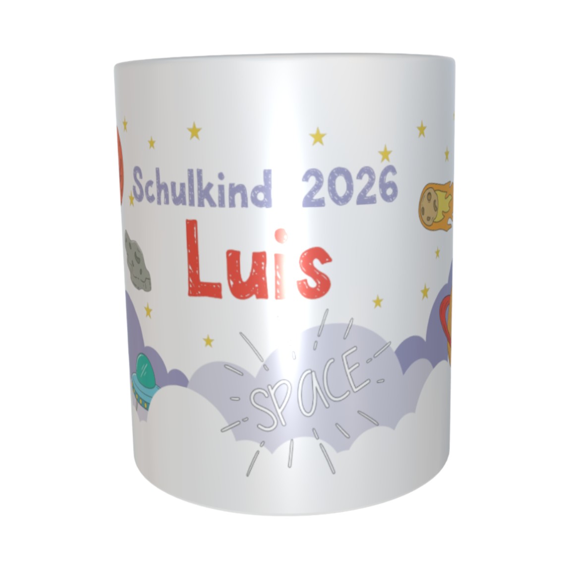 Tasse Weltall Space mit Namen Schulkind 2025 Kindertasse