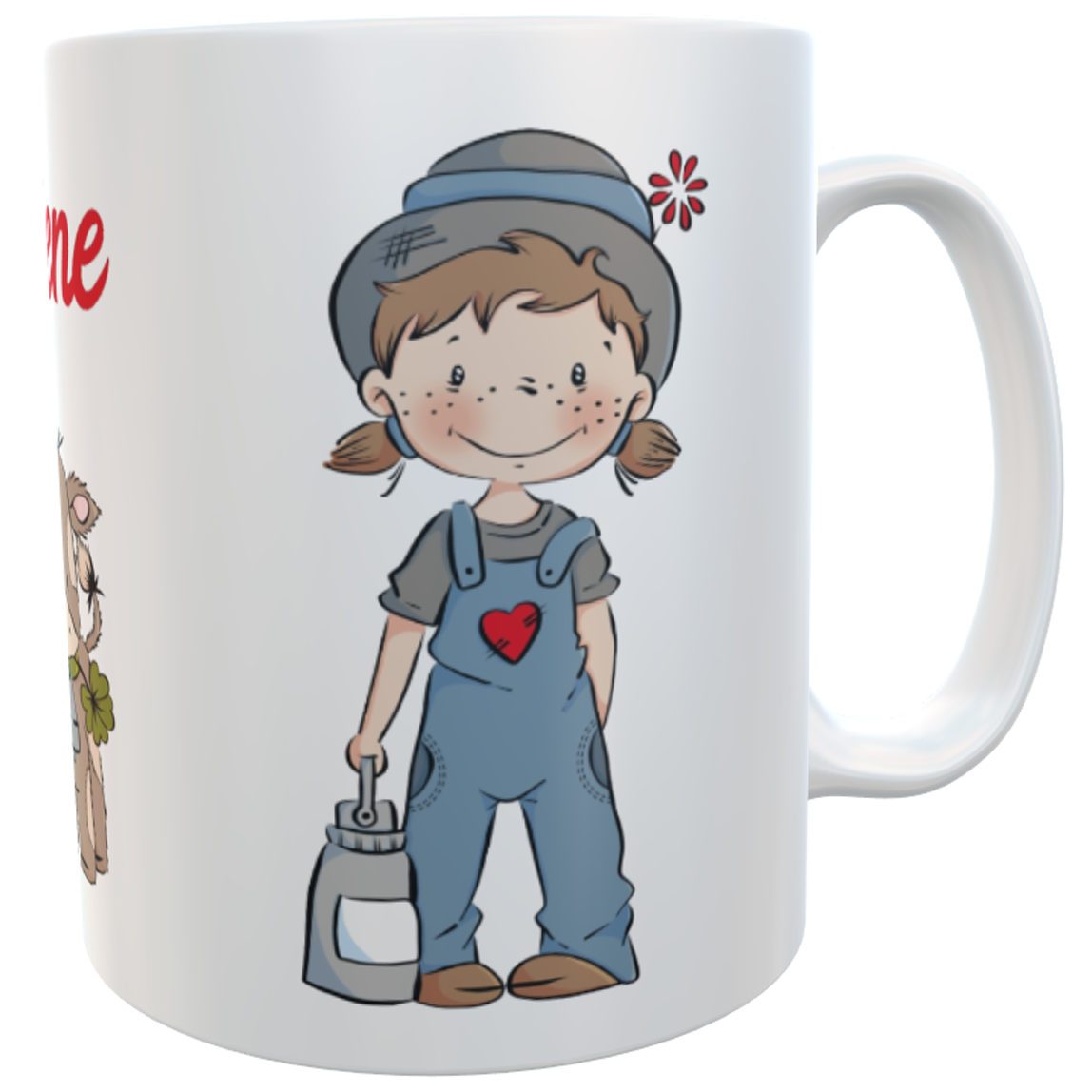 Kindertasse Bauernhof girl emmapünktchen mit Wunschname, inkl. Geschenkverpackung Keramik